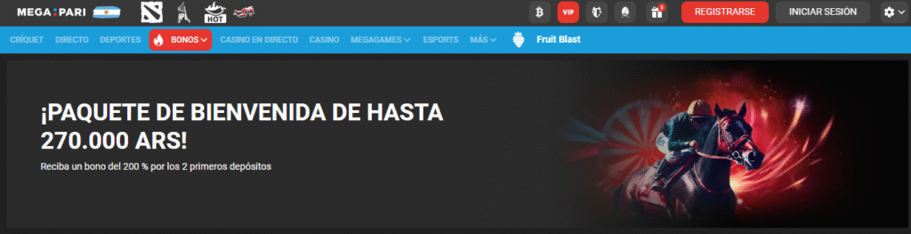 casa de apuestas codigo promocional megapari
