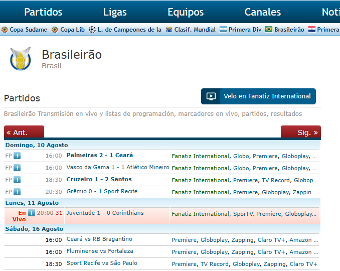 cómo ver brasileirao en vivo